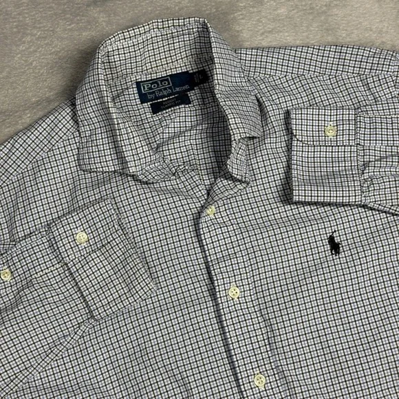 Polo Ralph Lauren Button Down Mens L Blue Regent Classic Fit Check Shirt 13070 - Picture 1 of 7